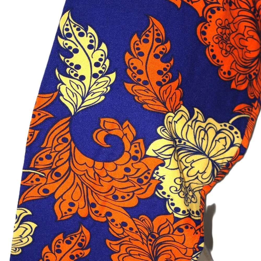 LuLaRoe TC Tall Curvy Leggings XL Floral Leaves Paisley Damask Multicolored